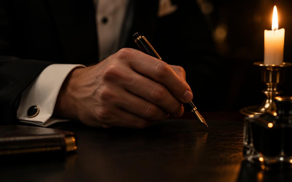 Hand signing with a fountain pen